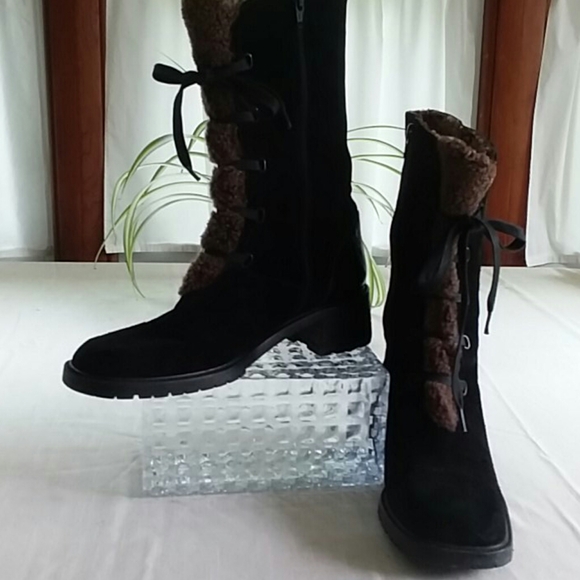 Stuart Weitzman Black Suede Winter Boots - Picture 2 of 11